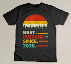 1 Year Wedding Anniversary Gift Him Best Husband Since 2020 Custom T-shirt