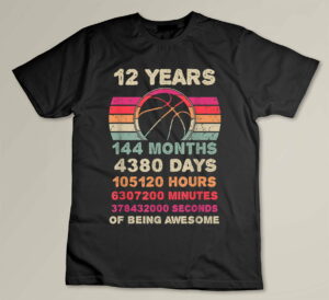 12 Year Old Basketball Birthday 12th Birthday Boy Girl Custom T-shirt
