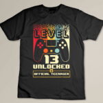 13th Birthday Gift Boys Level 13 Unlocked Official Teenager Custom T-shirt
