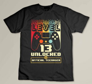 13th Birthday Gift Boys Level 13 Unlocked Official Teenager Custom T-shirt