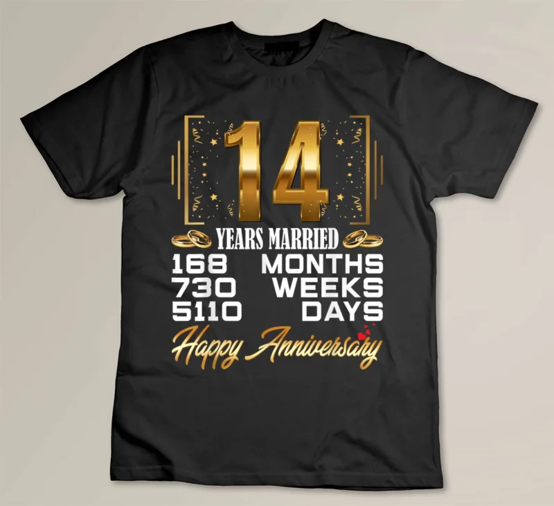 Black 14 Years Married Funny 14th Wedding Anniversary