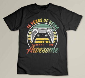 14 Years Old Boy Birthday Being Awesome Video Game Custom T-shirt