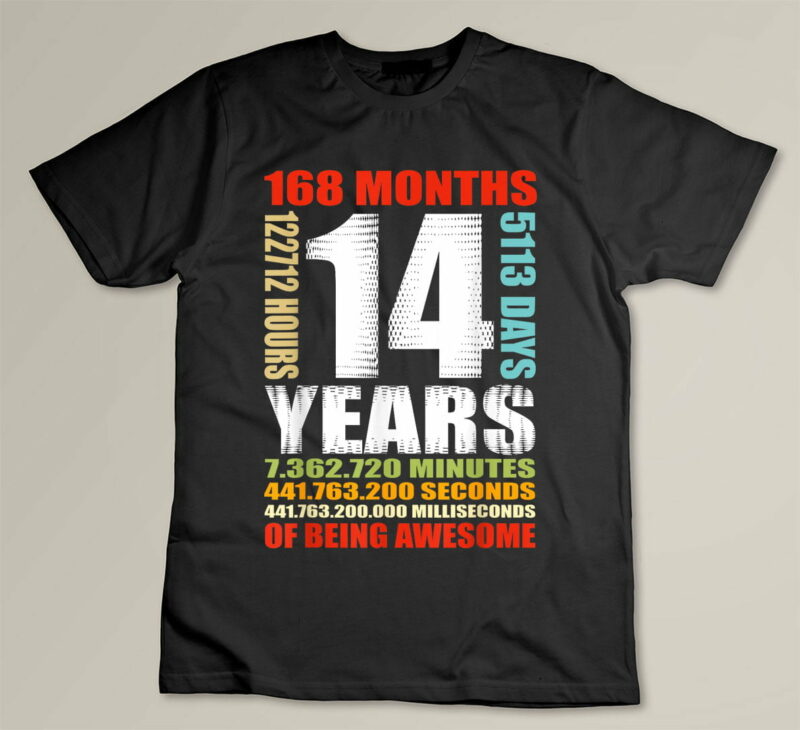 Black 14th Birthday 14 Years Old Boys Girls Kids Being Awesome