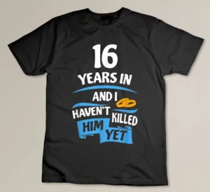 16 Years Anniversary Gift Idea for Her - 16th Wedding Custom T-shirt