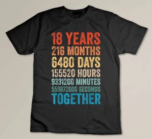 18 Year Anniversary Him Her Couple 18th Wedding Custom T-shirt