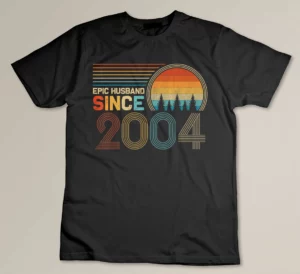 18th Wedding Anniversary for Him Epic Husband Since 2004 Custom T-shirt