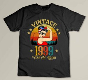 24th Birthday Gift 24 Years Old For Women Retro Vintage 1999 Custom T-shirt