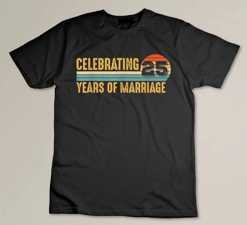 Black 25 Years Marriage Married Couple 25th Wedding Anniversary