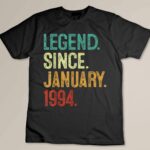 30 Years Old Legend Since January 1994 30th Birthday Custom T-shirt