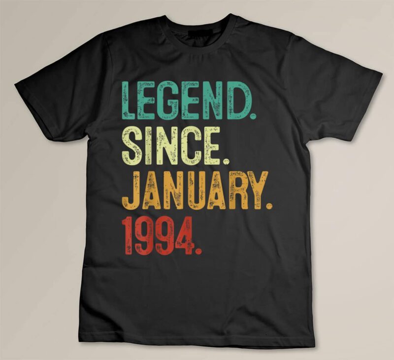 Black 30 Years Old Legend Since January 1994 30th Birthday T Shirt