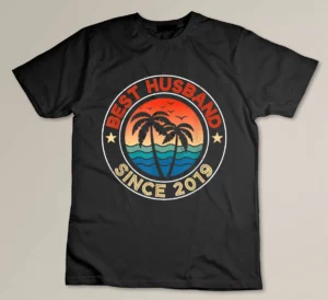 3rd Wedding Anniversary Best Husband Since 2019 3 Years Custom T-shirt