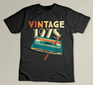 48 Years Old Gifts Vintage 1975 Music Cassette 48th Birthday Custom T-shirt