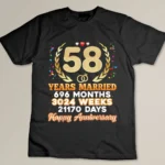 58 Years Married Happy 58th Wedding Anniversary Couple Ring Custom T-shirt