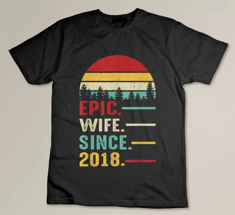 Black 5th Wedding Anniversary for Women Her Epic Wife Since 2018