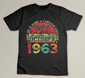 60 Years Old Vintage October 1963 60th Birthday Gifts Women Custom T-shirt