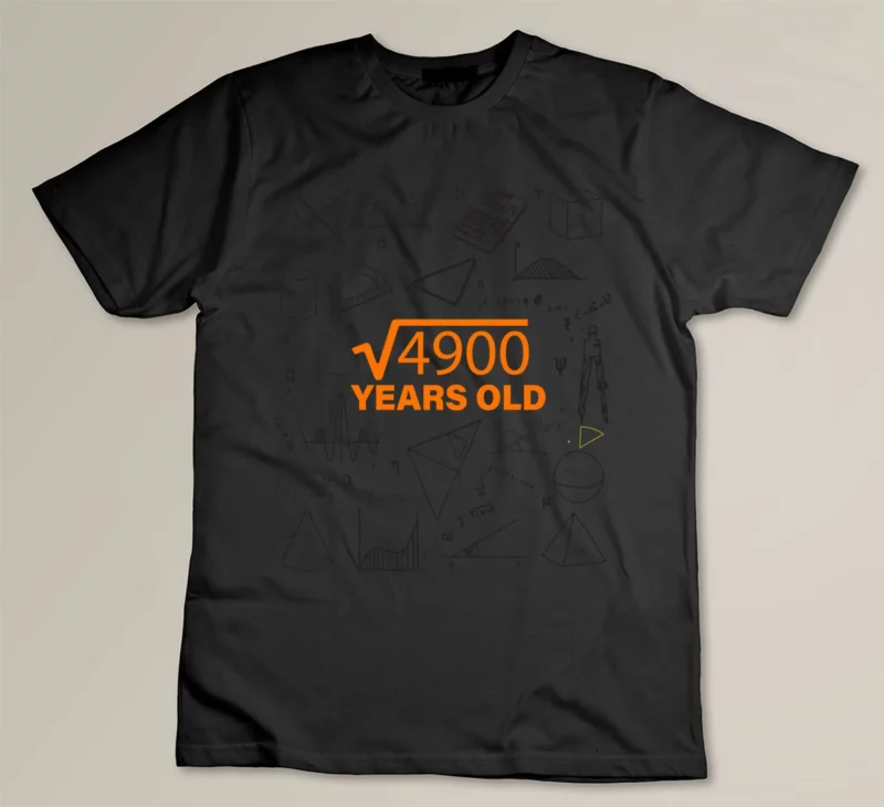 Black 70th Birthday Square Root Of 70 Years Old