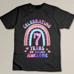 7th Birthday Girl Tie Dye 7 Years Of Being Awesome Bday Custom T-shirt