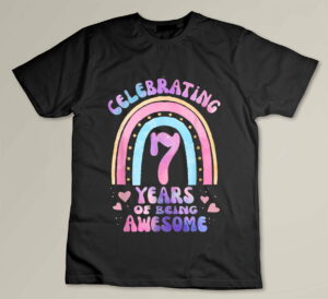7th Birthday Girl Tie Dye 7 Years Of Being Awesome Bday Custom T-shirt