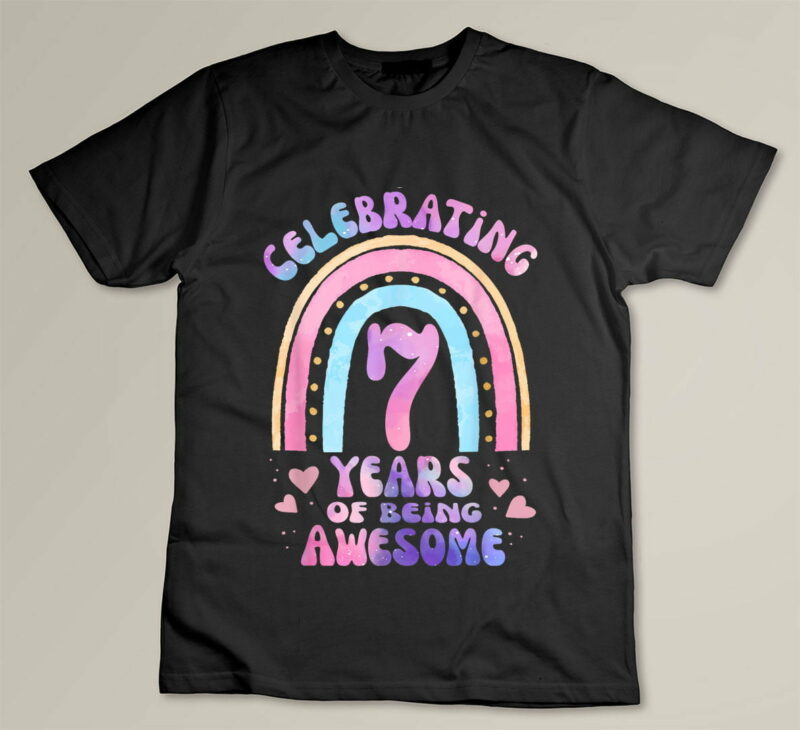 Black 7th Birthday Girl Tie Dye 7 Years Of Being Awesome Bday 1