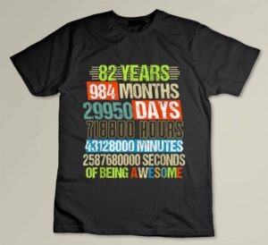 82nd Birthday Gifts Funny Countdown 82 Yrs Old Being Awesome Custom T-shirt