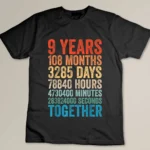 9 Year Anniversary Him Her Couple 9th Wedding Custom T-shirt