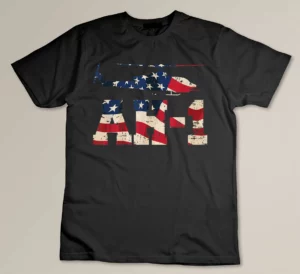 AH-1 Cobra Military Helicopter Distressed USA Flag Overly T-shirt