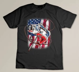 American Flag Fishing Shirt Vintage USA Bass Fisherman Gift T-shirt