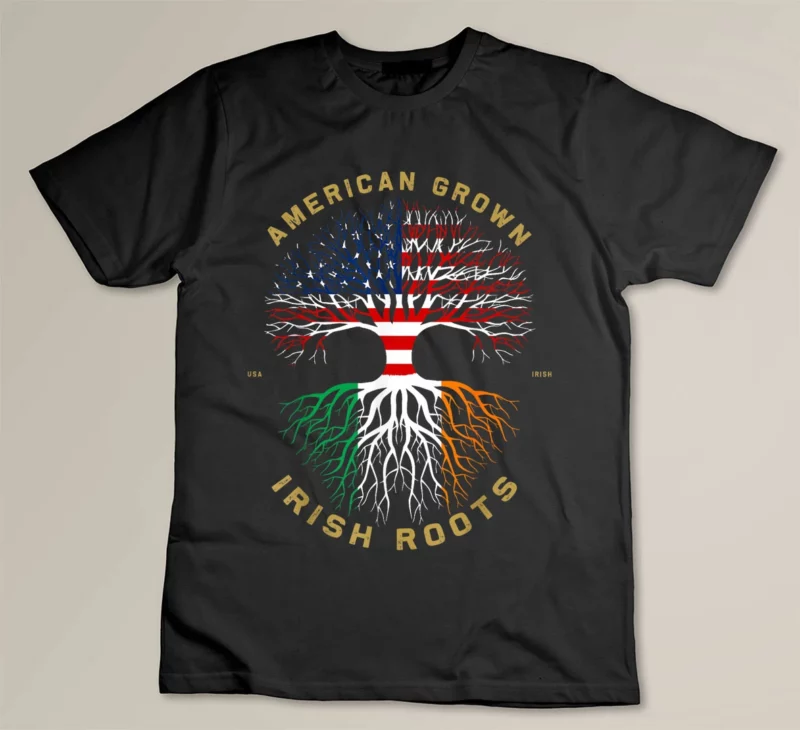 Black American Grown With Irish Roots Tree USA Flag Unique 1