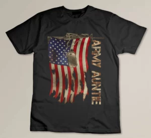 Army Auntie Military Veterans Retro US Flag Camo Matching T-shirt