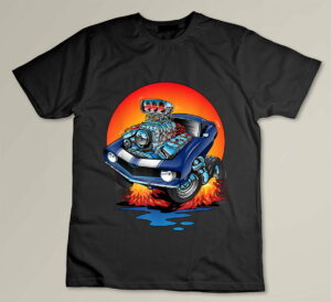 Awesome Classic Sixties Muscle Car Funny Hot Rod Cartoon Custom T-shirt