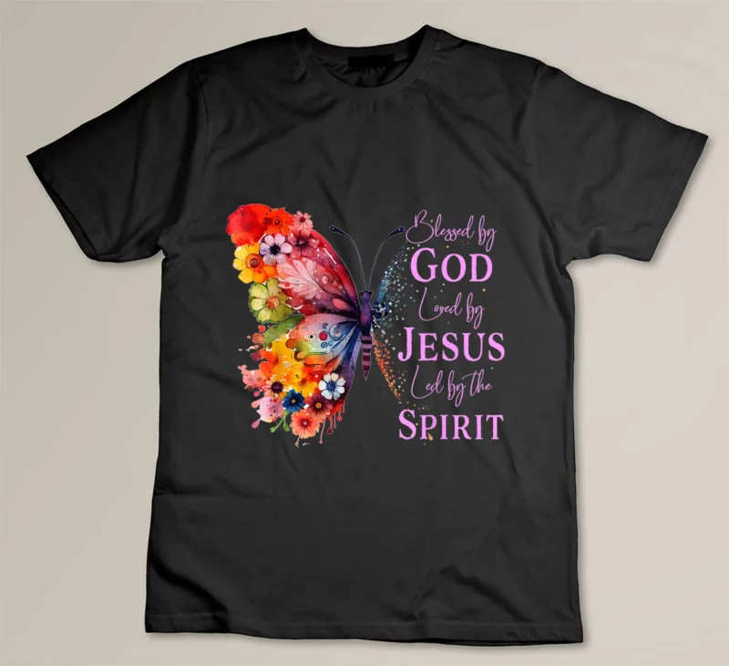 Black Blessed By God Loved By Jesus Butterfly