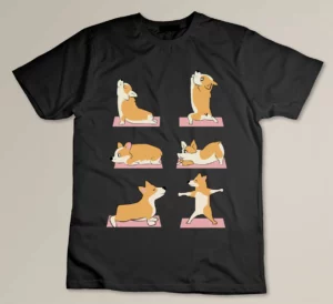 Charming Yoga Poses Lovers Tshirts Corgi Dog Lovers T-shirt