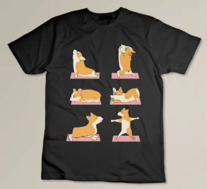 Charming Yoga Poses Lovers Tshirts Corgi Dog Lovers Premium T-shirt
