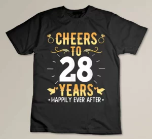 Cheers To 28 Years Married Couples 28th Wedding Anniversary Custom T-shirt