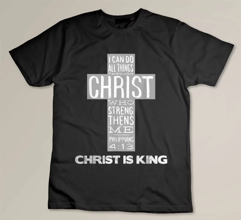Black Christ is King Jesus Strength Christian Cross Religious