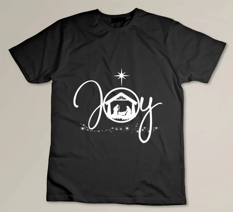Black Christian Christmas Joy Jesus Nativity Scene Faith GiftShort Sleeve