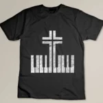 Christian Piano Cross Keyboard Pianist God Jesus Music Band T-shirt