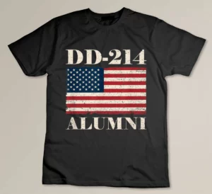 DD-214 Alumni Military Veteran Vintage American Flag T-shirt