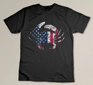 Distressed American Crab USA Flag graphic Tee Shirt T-shirt
