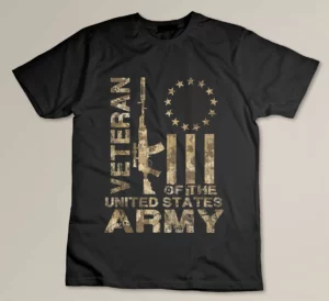 Distressed Betsy Ross Flag US Army Veteran Camo T-shirt