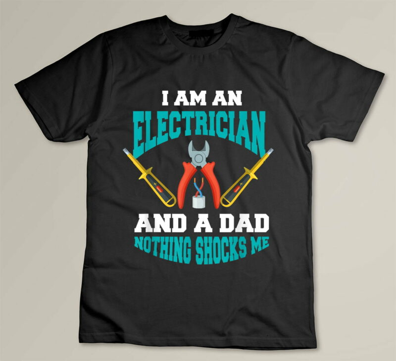 Black Electrician Dad Shirt Funny Electrician Father Gift