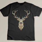 Elk Head Face Artistic Illustration Graphic T-shirt