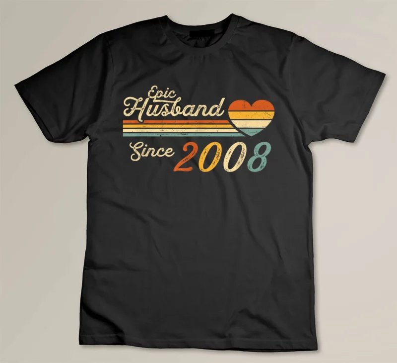 Black Epic Husband Since 2008 Vintage 15th wedding anniversary