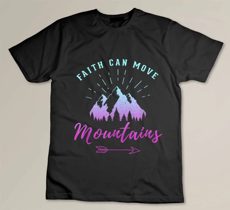 Black Faith Can Move Mountains Religious Gift for Hikers Campers