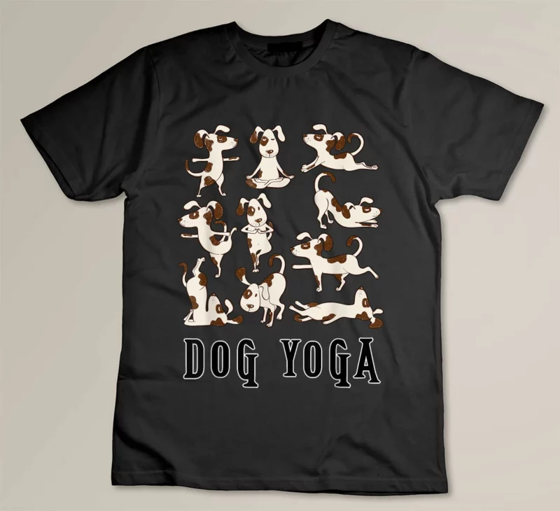 Black Fun Dog Yoga Gift T Shirt Cute Family Wear Lt