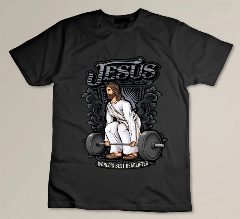 Black Funny Jesus Christian Weight Lifting Men Women Gym Gag Gifts