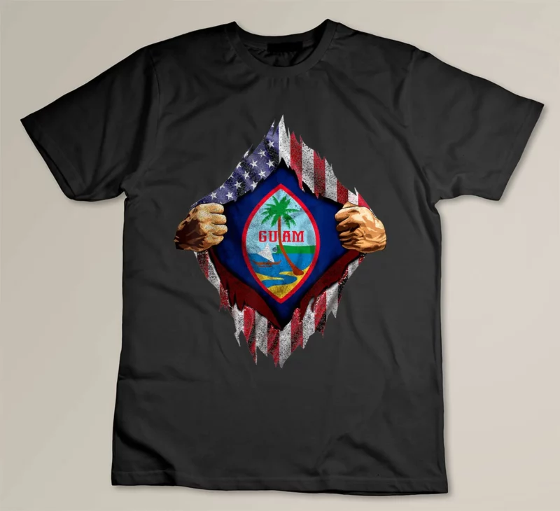 Black Guam Seal T shirt Guam USA Flag Shirt