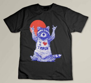 I Love Trash Raccoon Japanese Retro Style Classic Custom T-shirt