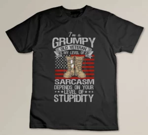 I_m A Grumpy Old Veteran Funny Army US Flag Grandpa T-shirt