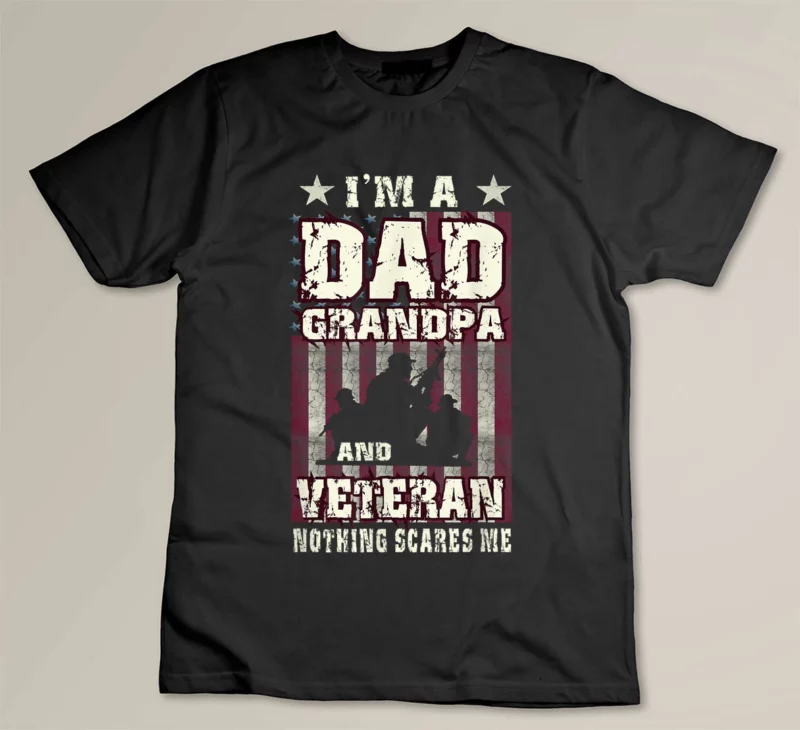 Black I m Dad Grandpa Veteran Flag Soldiers Vintage Men Gift